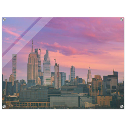 NYC Pink Skyline Acrylic Print New York City Wall Art Home Office Business Commercial Decor Pixio.Co - Pixio.Co