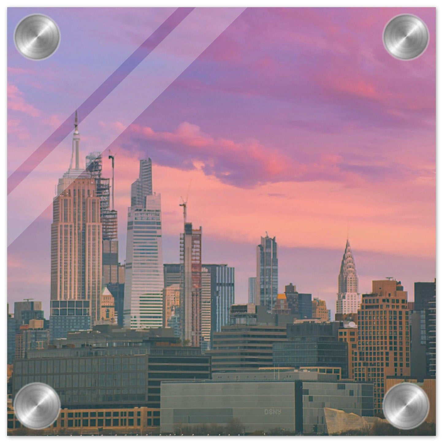 NYC Pink Skyline Acrylic Print New York City Wall Art Home Office Business Commercial Decor Pixio.Co - Pixio.Co