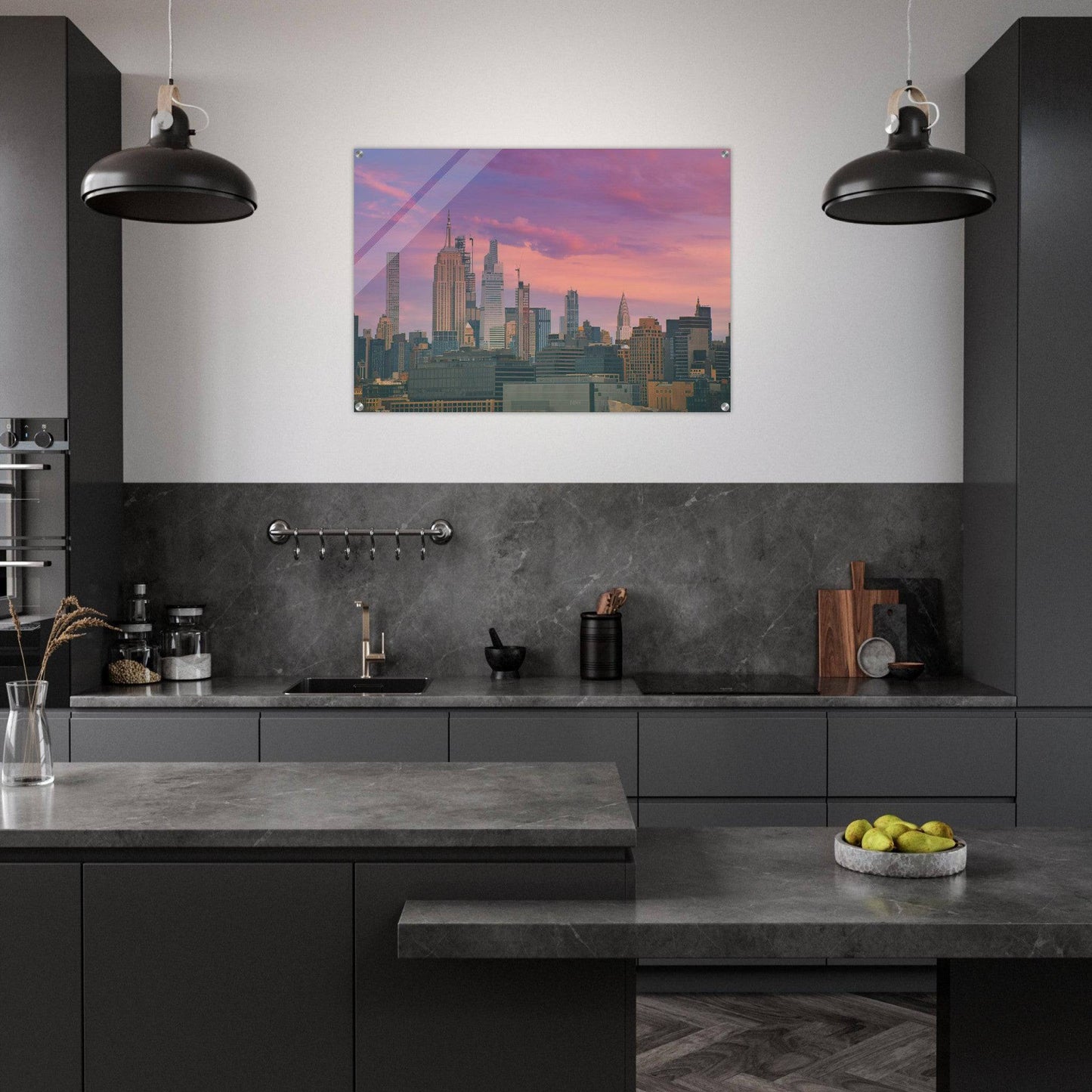 NYC Pink Skyline Acrylic Print New York City Wall Art Home Office Business Commercial Decor Pixio.Co - Pixio.Co