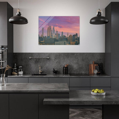 NYC Pink Skyline Acrylic Print New York City Wall Art Home Office Business Commercial Decor Pixio.Co - Pixio.Co