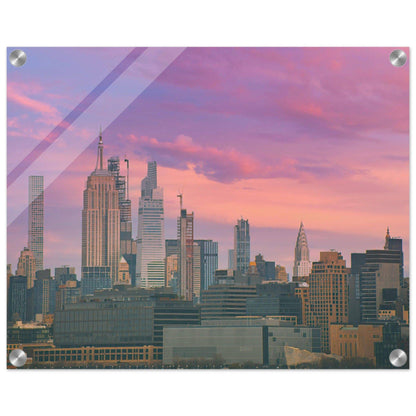 NYC Pink Skyline Acrylic Print New York City Wall Art Home Office Business Commercial Decor Pixio.Co - Pixio.Co