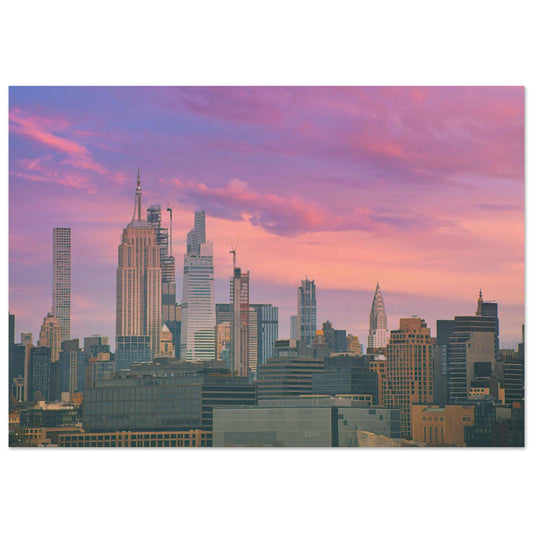 NYC Pink Skyline Aluminum Print New York City Wall Art Home Office Business Commercial Decor Pixio.Co - Pixio.Co