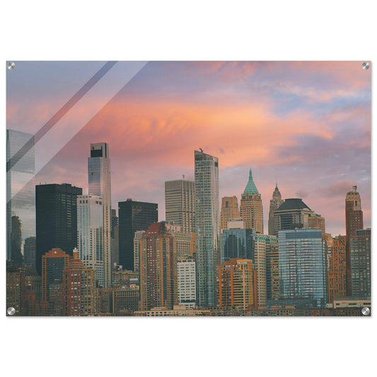 NYC Sunset Acrylic New York City Wall Art Home Office Business Commercial Decor Pixio.Co - Pixio.Co