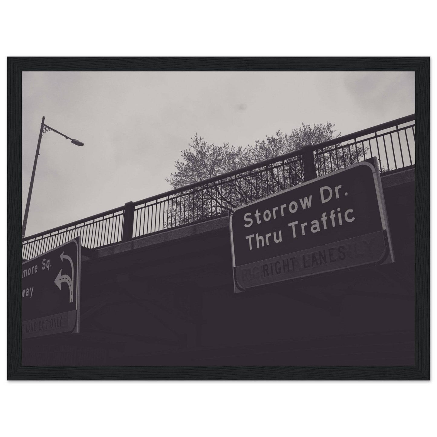 Boston Storrow Drive Black and White Matte Paper Wooden Frame poster Massachusetts Wall Art Home Office Business Commercial Decor Pixio.Co - Pixio.Co