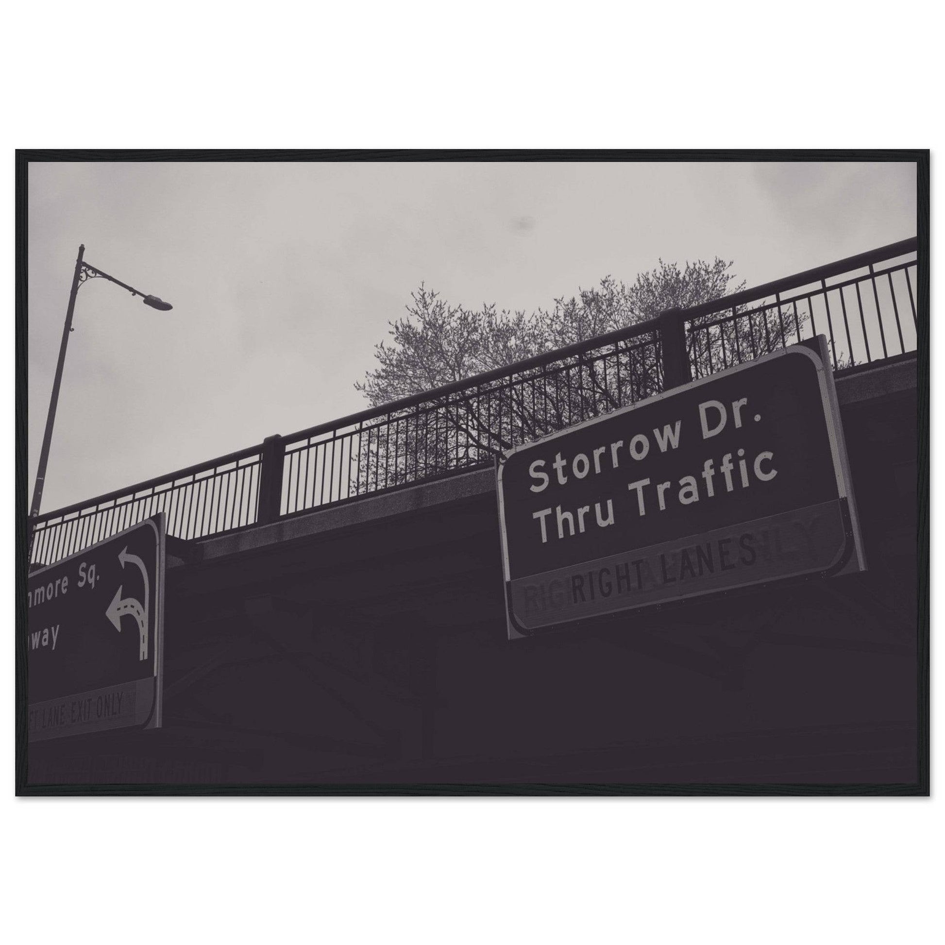 Boston Storrow Drive Black and White Matte Paper Wooden Frame poster Massachusetts Wall Art Home Office Business Commercial Decor Pixio.Co - Pixio.Co