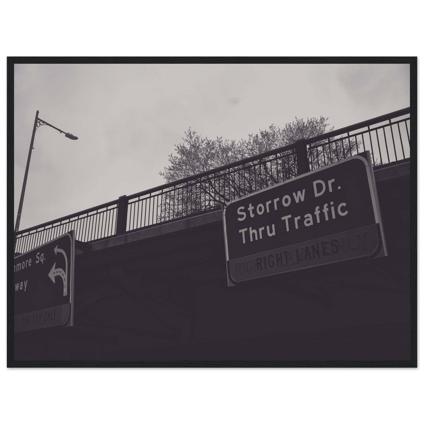 Boston Storrow Drive Black and White Matte Paper Wooden Frame poster Massachusetts Wall Art Home Office Business Commercial Decor Pixio.Co - Pixio.Co