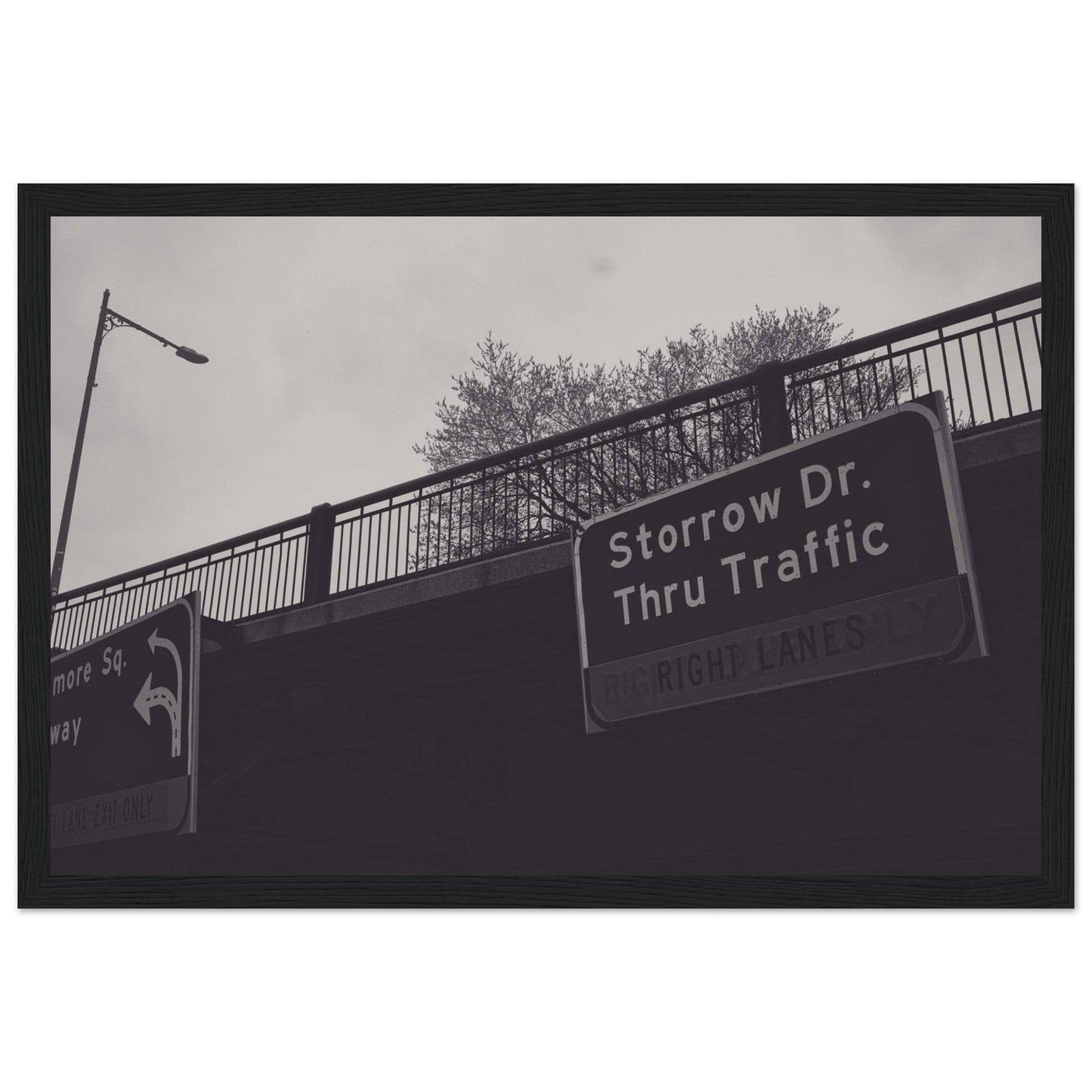 Boston Storrow Drive Black and White Matte Paper Wooden Frame poster Massachusetts Wall Art Home Office Business Commercial Decor Pixio.Co - Pixio.Co