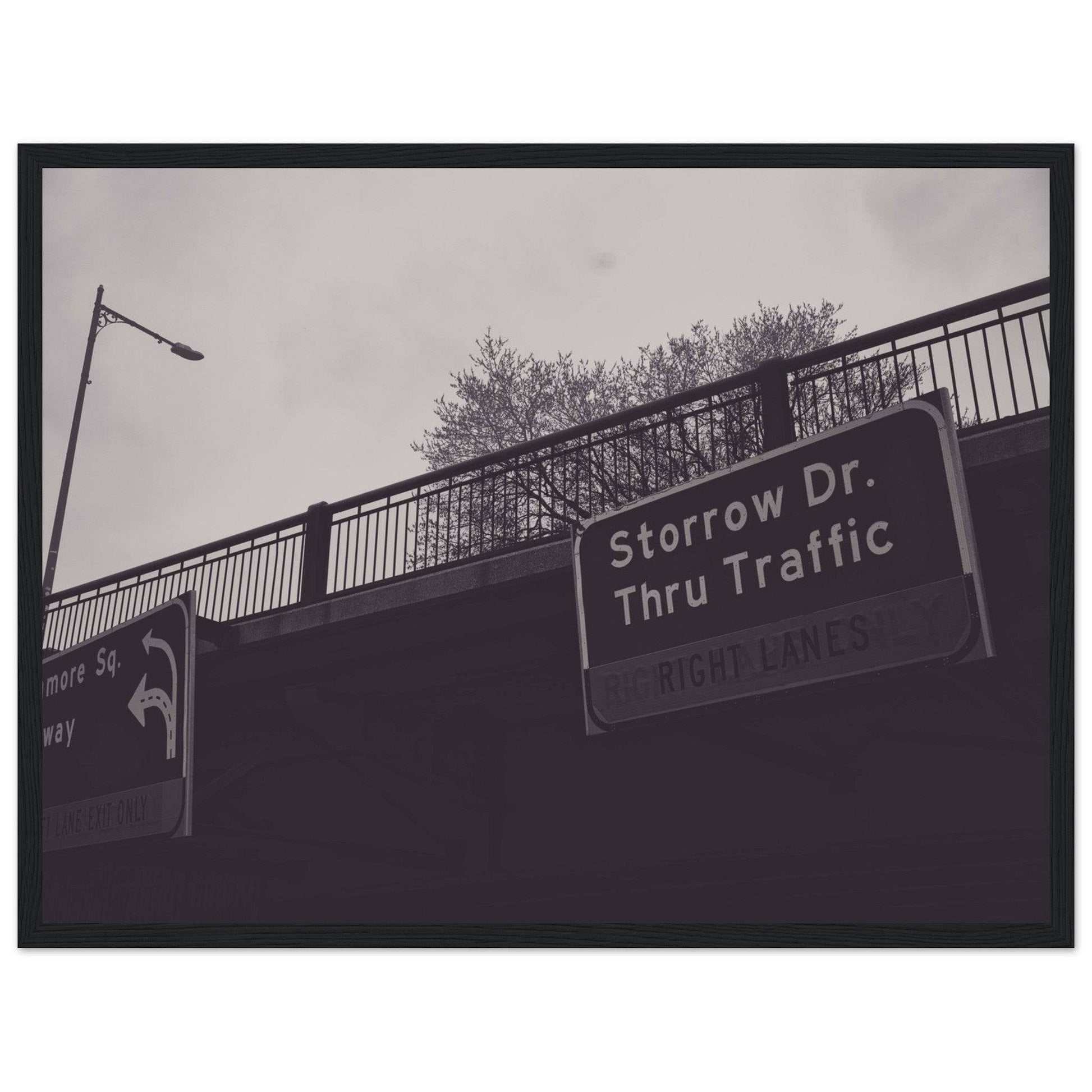 Boston Storrow Drive Black and White Matte Paper Wooden Frame poster Massachusetts Wall Art Home Office Business Commercial Decor Pixio.Co - Pixio.Co