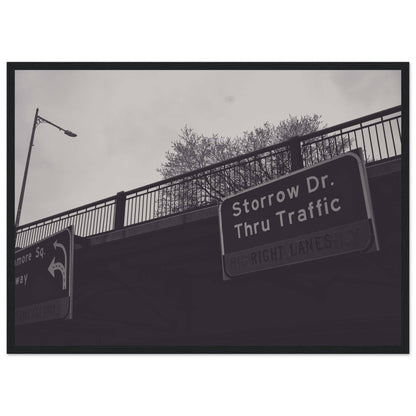 Boston Storrow Drive Black and White Matte Paper Wooden Frame poster Massachusetts Wall Art Home Office Business Commercial Decor Pixio.Co - Pixio.Co