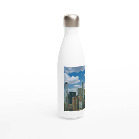 NYC Daytime White 17oz Stainless Steel Water Bottle New York City Art Drinkware Pixio.Co - Pixio.Co